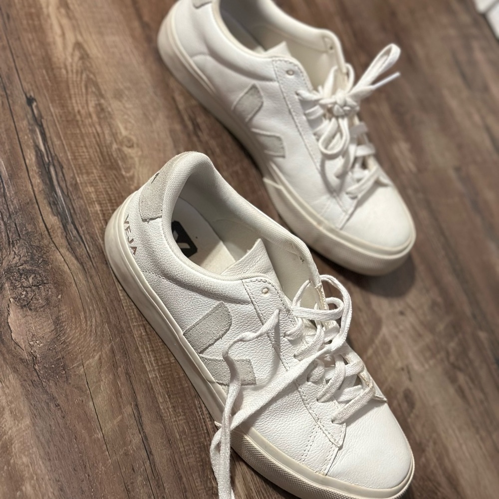 Veja White Sneakers with Cream Accents